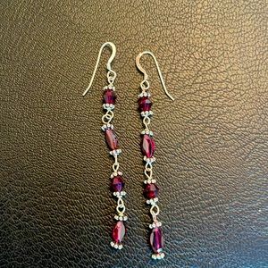 Sterling silver garnet and Czech crystal earrings.